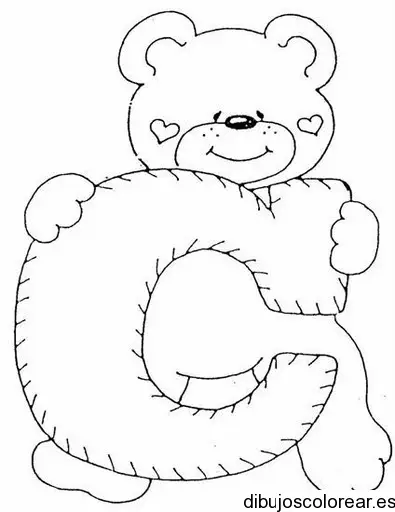 Dibujo de un oso con la letra C