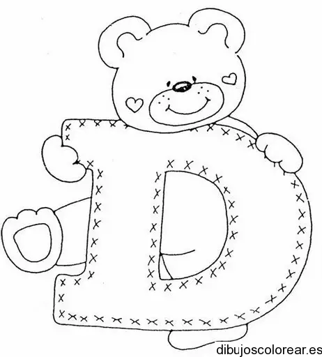 Dibujo de un oso con la letra D