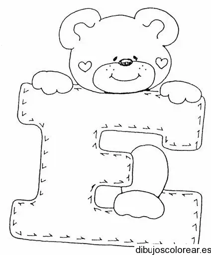 Dibujo de un osos con la letra E