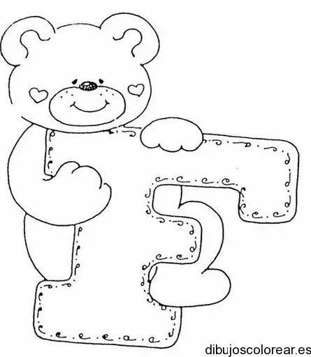 Dibujo de un oso con la letra F