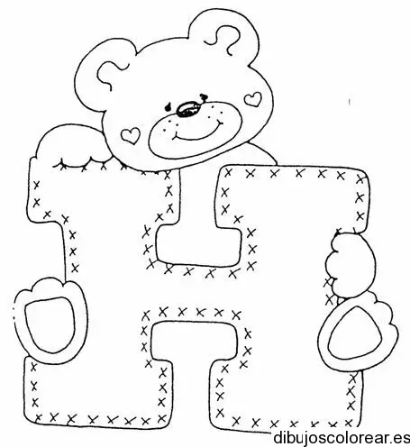 Dibujo de un oso con la letra H 