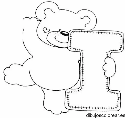 Dibujo de un oso con la letra I