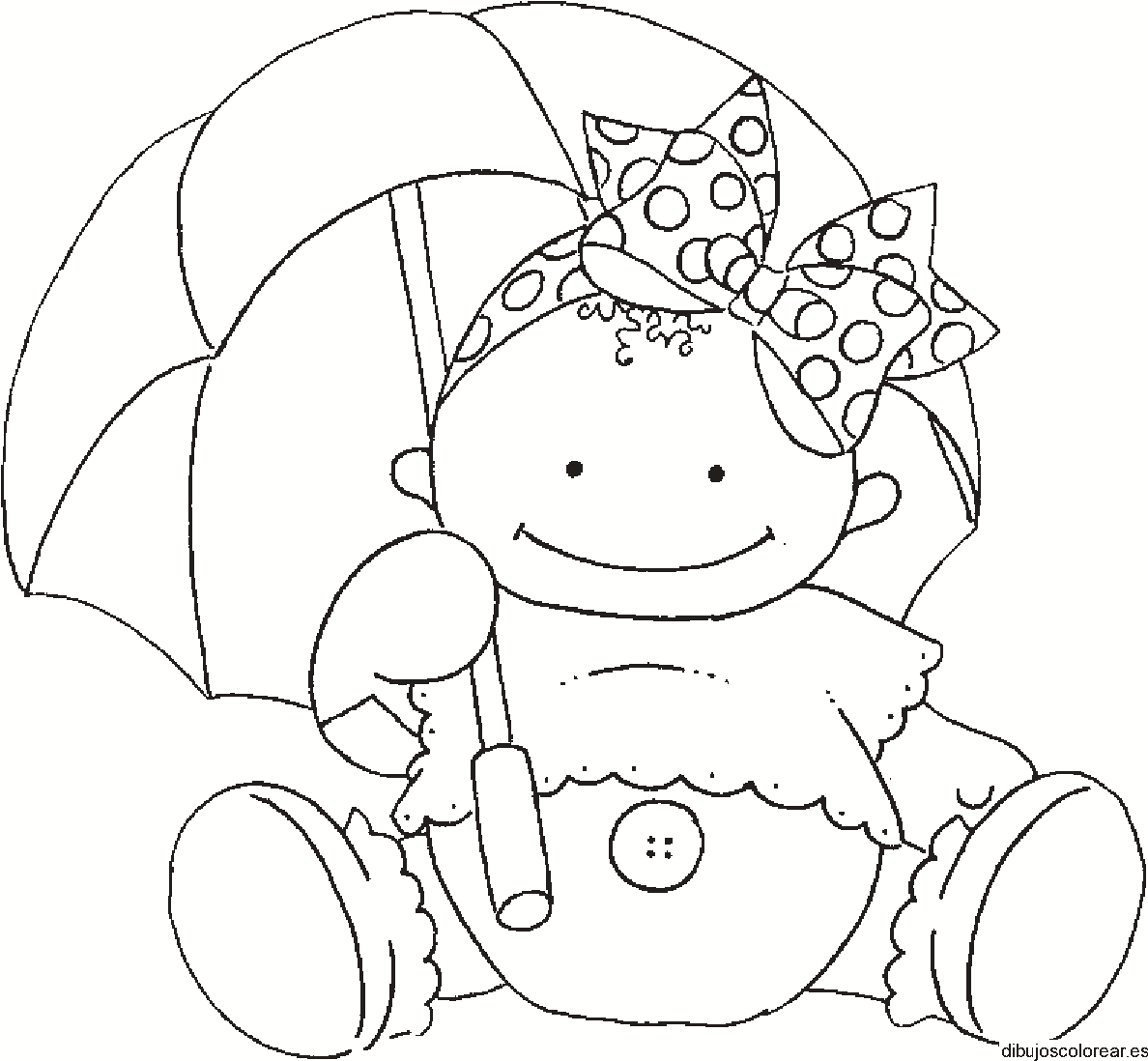 Dibujo de una bebe con su sombrilla 
