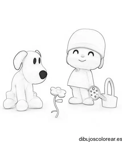 Dibujo de un niño y un perro