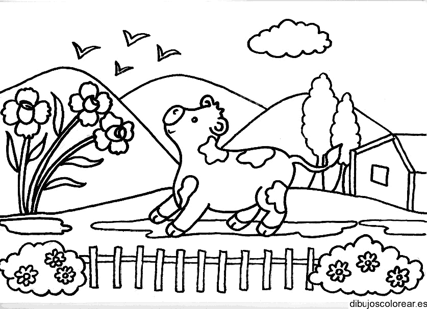 Dibujo de una vaca viendo al cielo