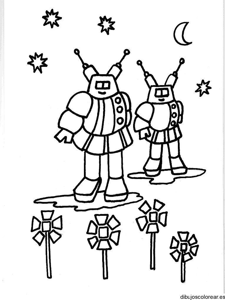 Dibujo de dos robots 