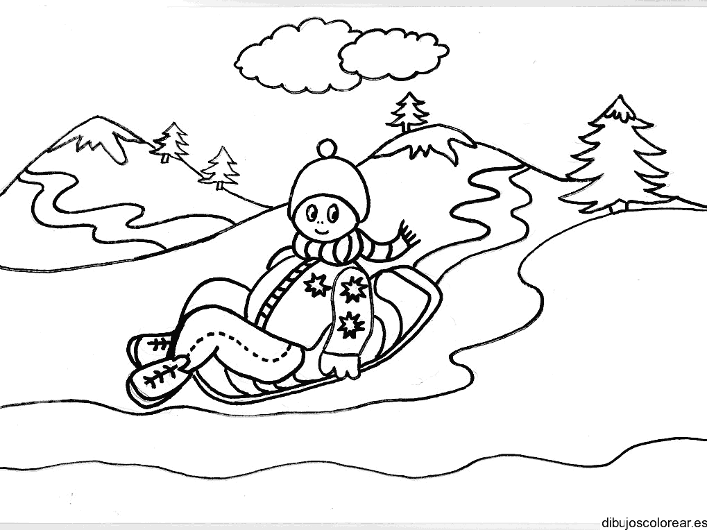 Dibujo de un niño en la nieve jugando