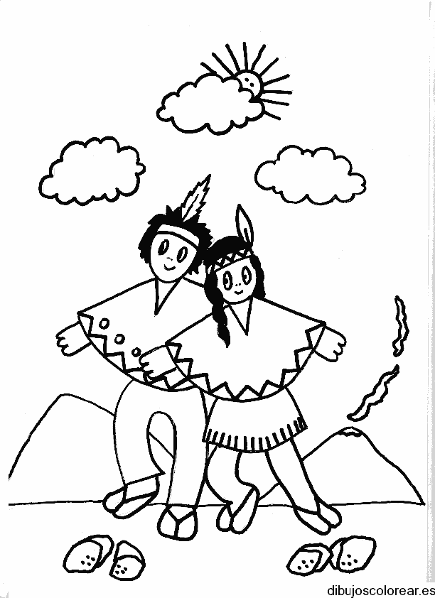 Dibujo de dos niños danzando