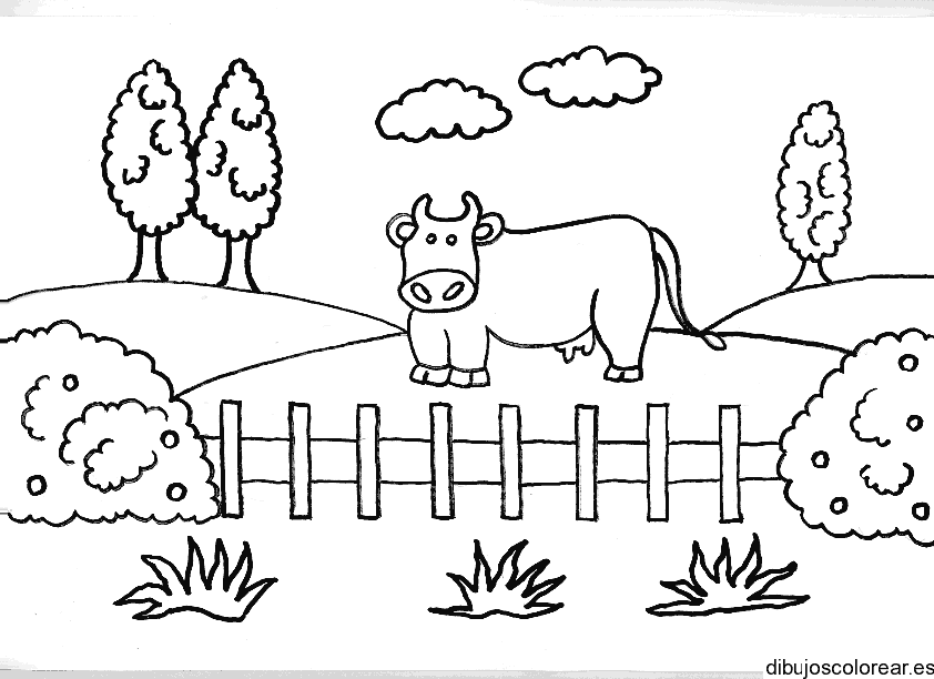 Dibujo de una vaca en el bosque