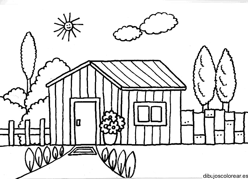 Dibujo de una casa de madera