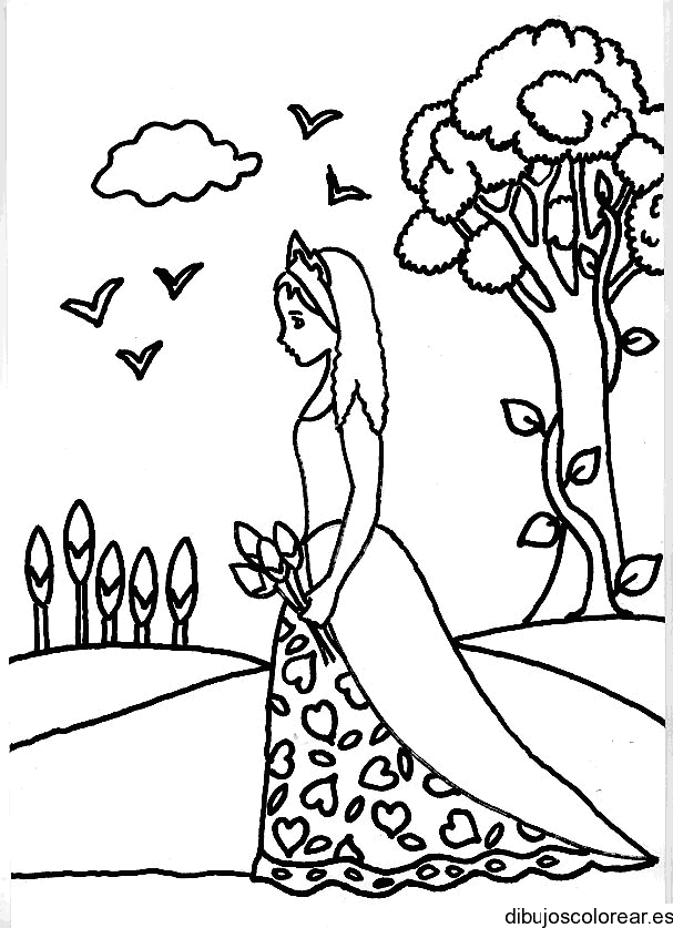 Dibujo de una chica vestida de corazones