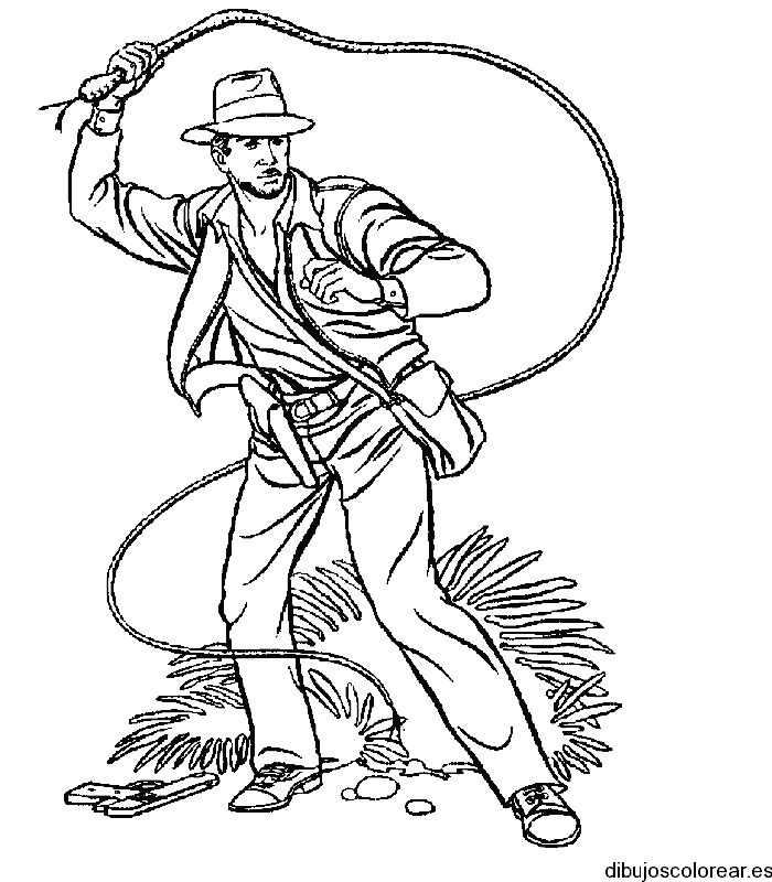 Dibujo de Indiana Jones con su látigo