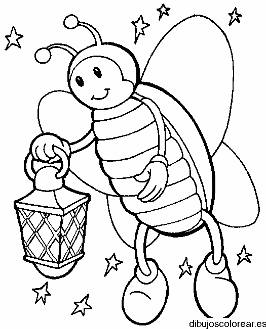 Dibujo de una abeja y un farol