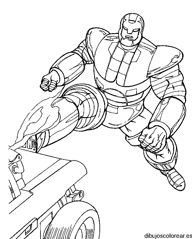 Dibujo de Iron Man y un coche
