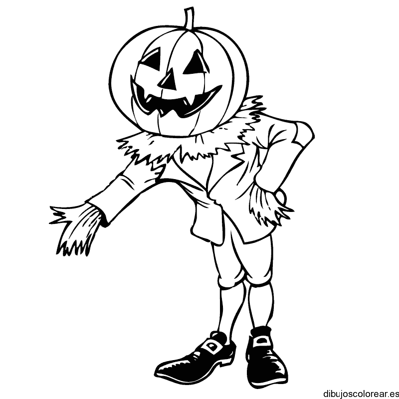 Dibujo de una calabaza espantapájaros