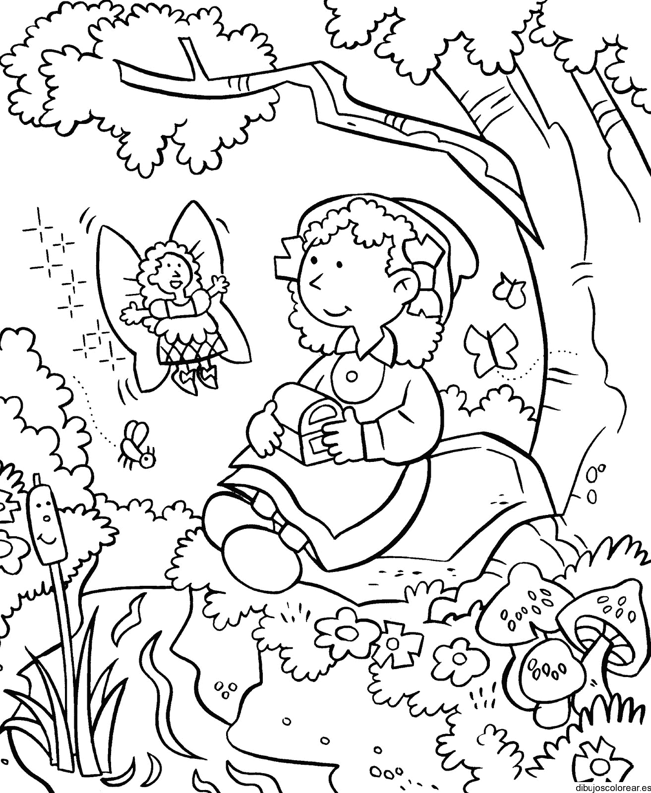 Dibujo de una niña con una hada 
