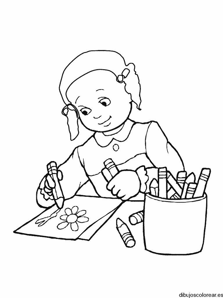 Dibujo de una niña pintando
