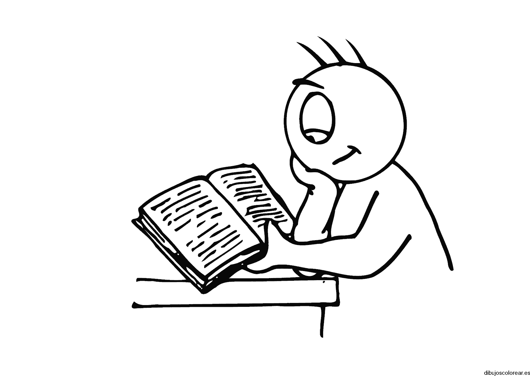 Dibujo de un muñeco con un libro