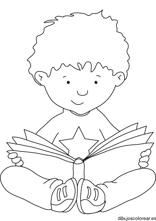 Dibujo de un niño leyendo un libro