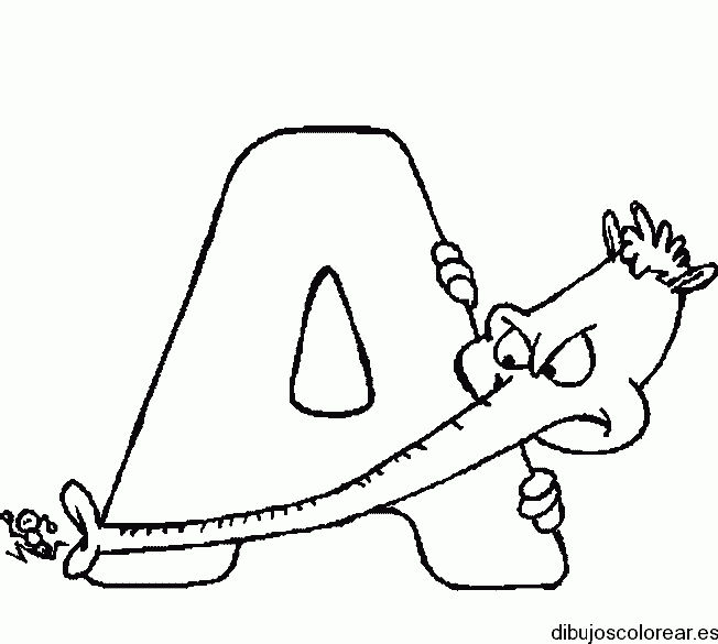Dibujo de un elefante con la letra A