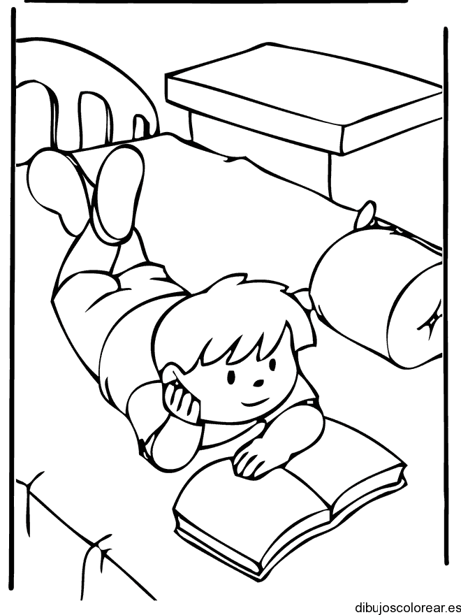 Dibujo de un niño estudiando 