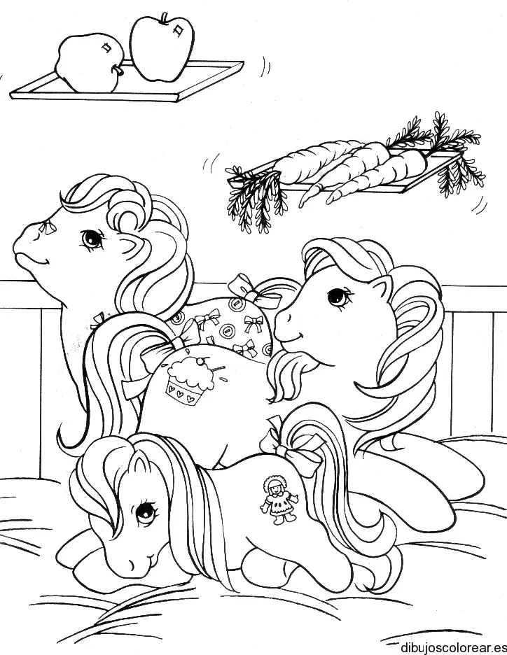 Dibujo de tres ponies