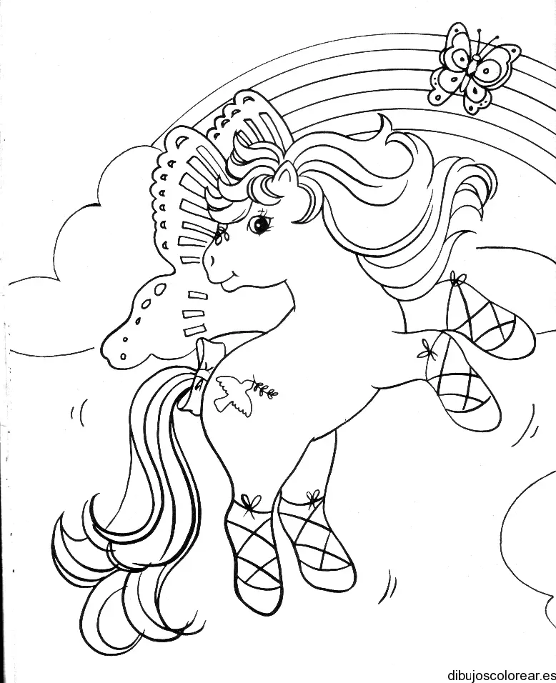 Dibujo de u pony y mariposas