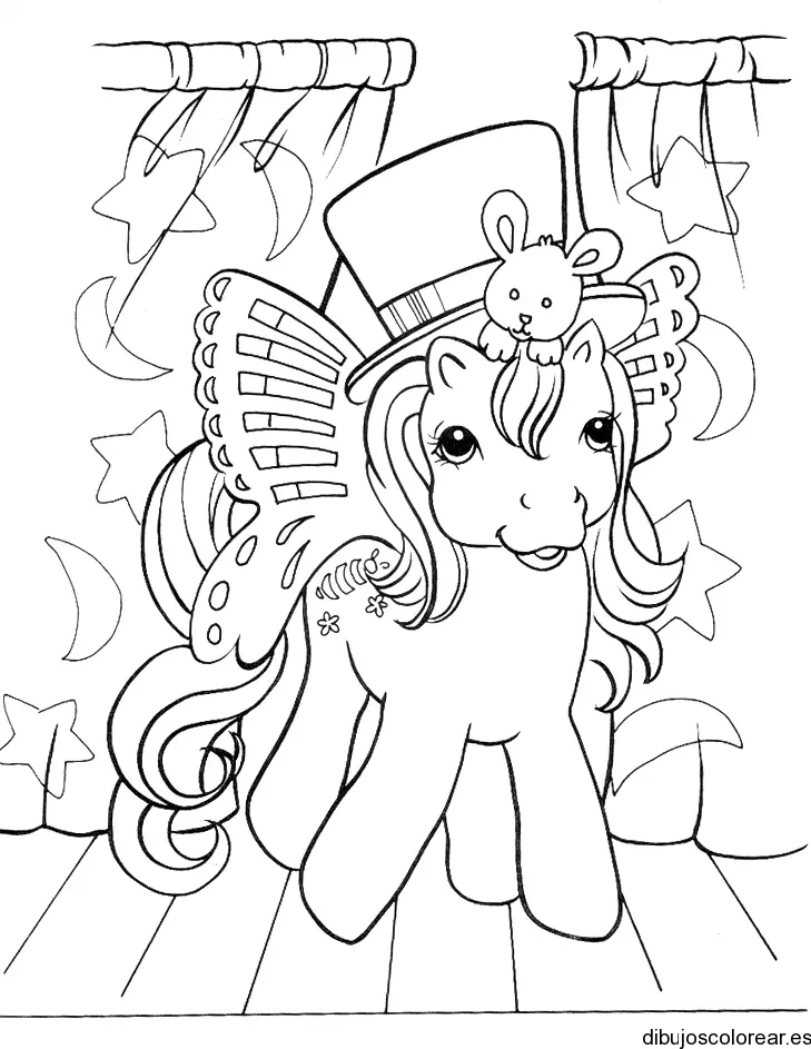 Dibujo de un pony con sombrero