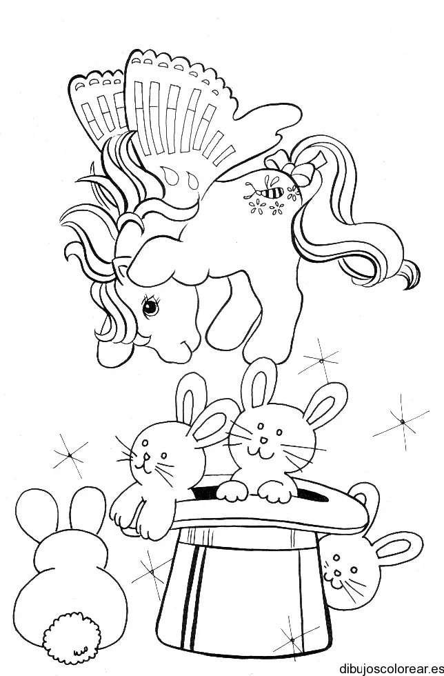 Dibujo de un pony haciendo magia