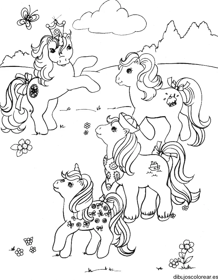 Dibujo de ponis jugando
