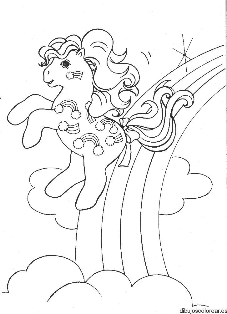 Dibujo de un pony y un arcoiris