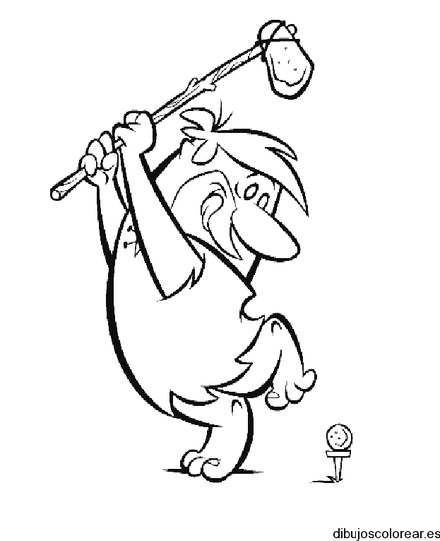 Dibujo de Pablo Picapiedra jugando al golf