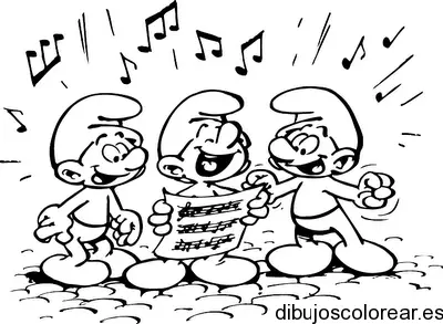 Dibujo de los pitufos cantando