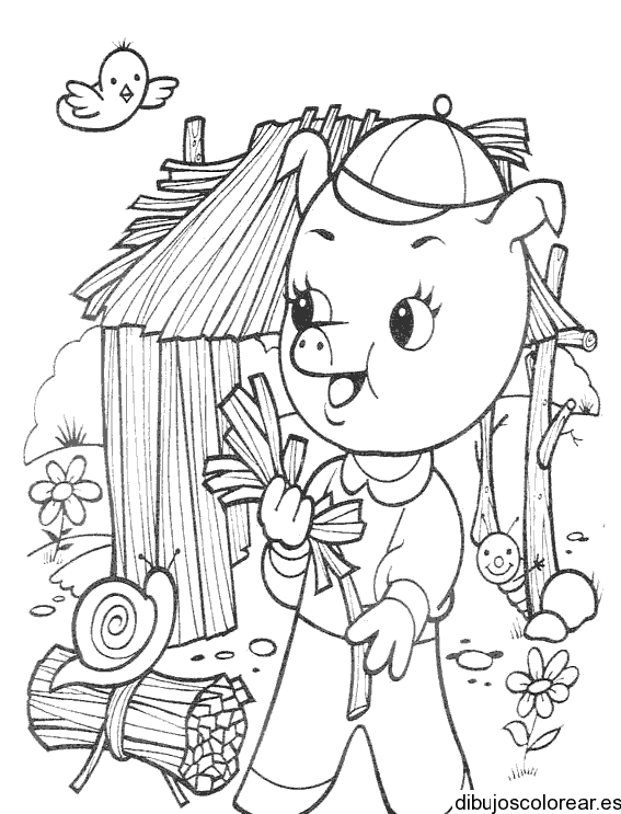Dibujo de un cerdito granjero