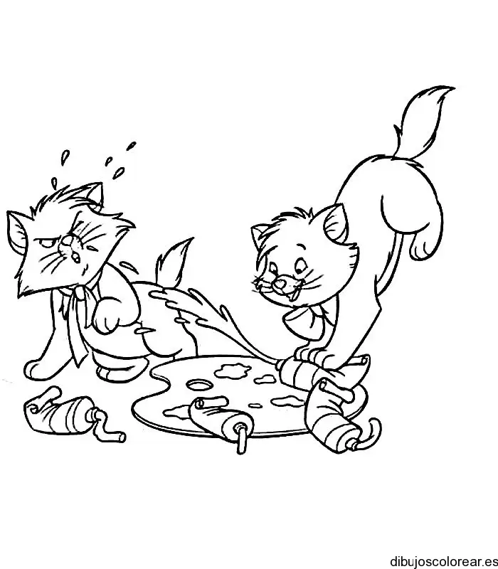 Dibujo de dos gatos riñendo