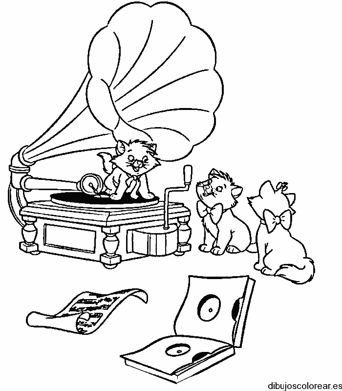 Dibujo de Los Aristogatos tocando música