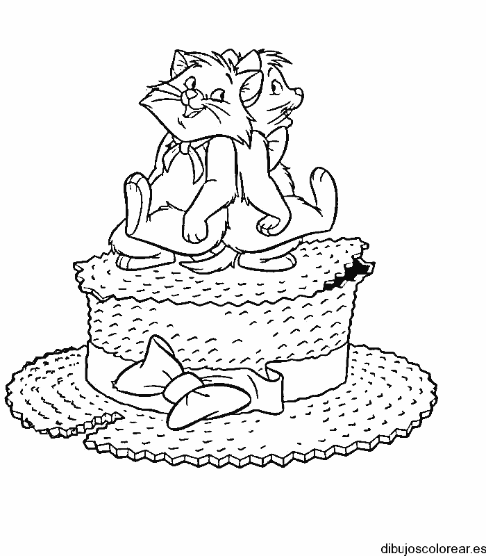 Dibujo de dos gatos en un sombrero
