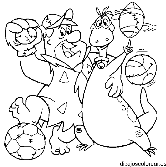 Dibujo de Pedro Picapiedra y Dino