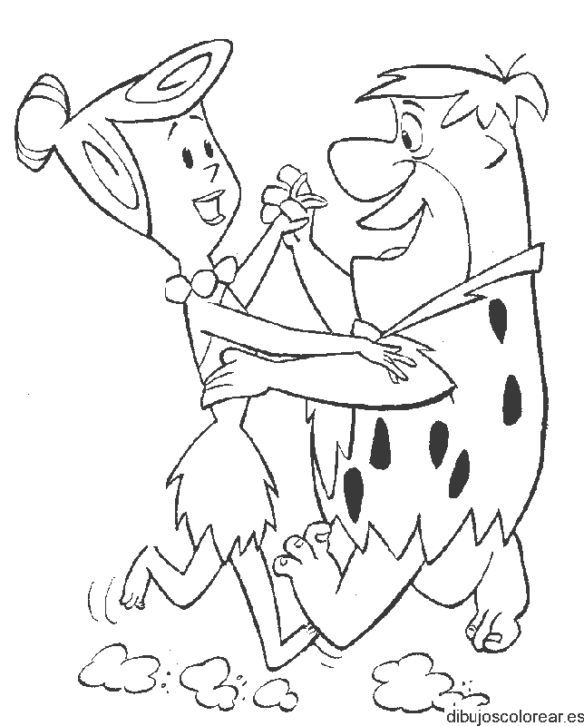 Dibujo de Los Picapiedra bailando