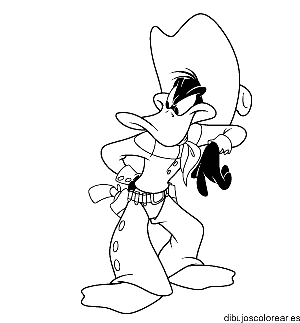 Dibujo del Pato Lucas vestido de vaquero