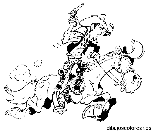 Dibujo de Lucky Lucke en caballo