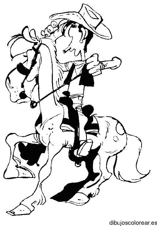 Dibujo de Lucky Lucke con su caballo