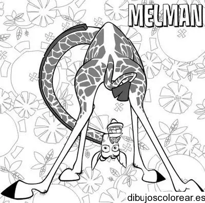 Dibujo de la jirafa Melman de Madagascar