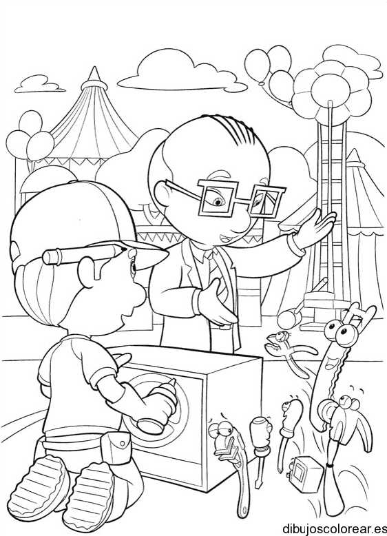 Dibujo de Manny Manitas y su profesor