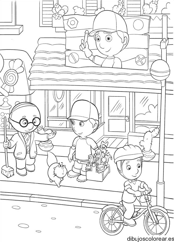 Dibujo de Manitas en su vecindario