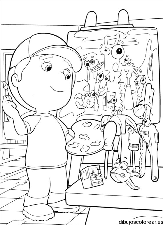 Dibujo de Manny Manitas pintando