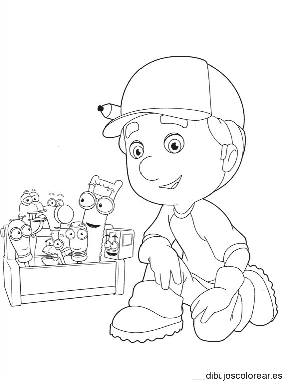 Dibujo de Manny Manitas con sus amigos