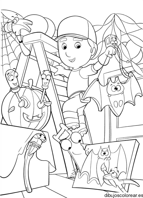 Dibujo de Manny Manitas decorando