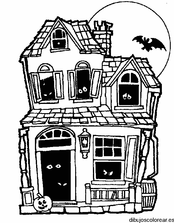 Dibujo de una casa embrujada en halloween 