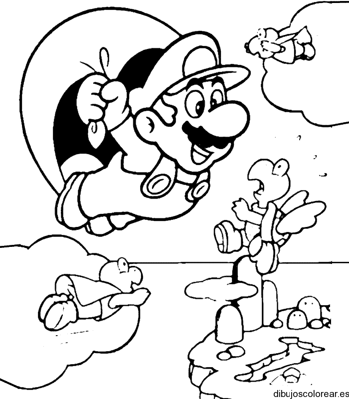 Dibujo de Mario Bros y dos tortugas